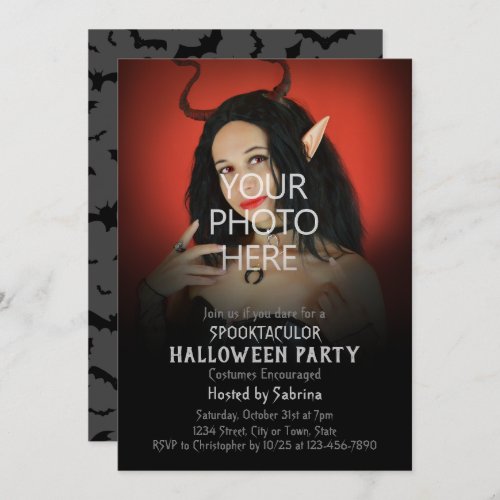 Change Photo Image Halloween Costume Party Invitation