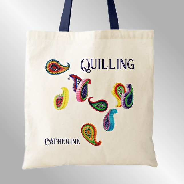 Change Quilling & Name, Paper Quilled Paisleys Tote Bag (Creator Uploaded)