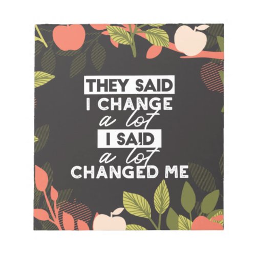 Change Quotes with Apple Fruit Tree Pattern Notepad