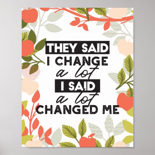 Change Quotes with Apple Fruit Tree Pattern Poster