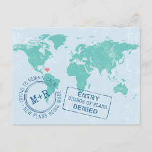 Change Reschedule Date Destination Wedding Travel Announcement Postcard