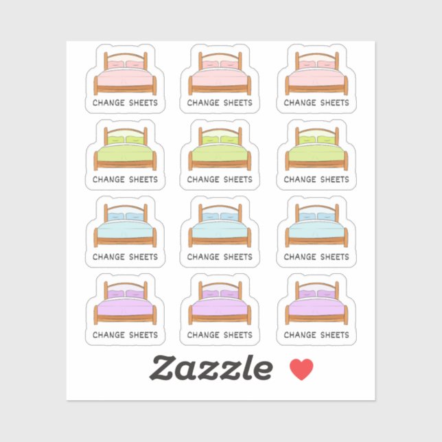 Change Sheets Bedding Cleaning Reminder Housework Sticker (Sheet)