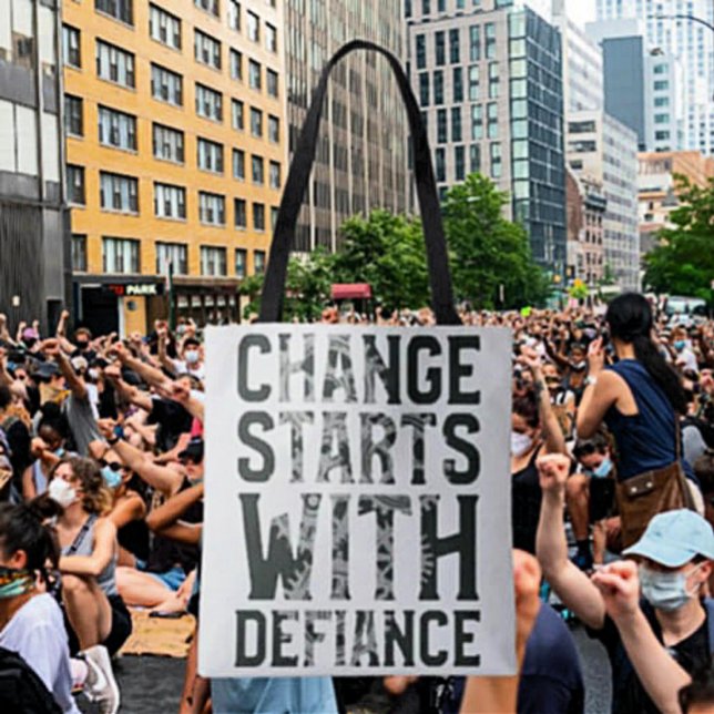 Change Starts With Defiance Tote Bag (Creator Uploaded)