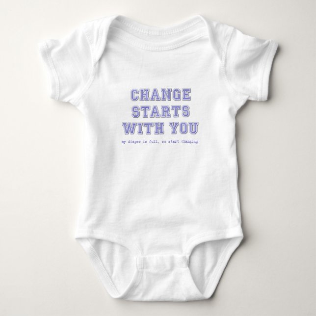 Change Starts With You Funny Baby Diaper Romper (Front)