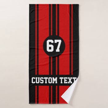 Change Stripe Color & Year To Match Car - Use Edit Bath Towel by MuscleCarTees at Zazzle
