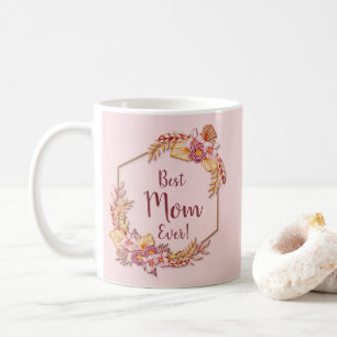 Change Text Add Name Boho Flower Frame Best Mom T Coffee Mug