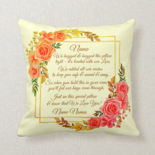 Change Text Add Name Cream Floral I Hug We Hugged Throw Pillow