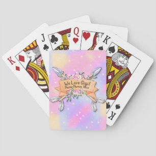 Change Text Add Name Gigi Boho Flower Arrows Pinks Poker Cards