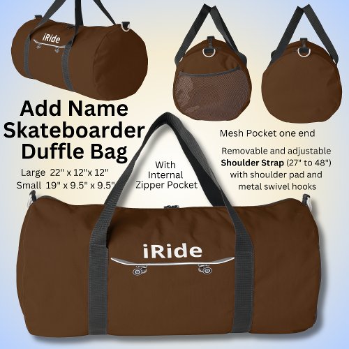 Change Text Add Name iRide Skateboarder Duffle Bag