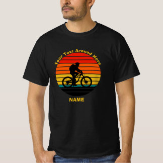 Change Text Add Name Retro Sunset Bike Rider T-Shirt