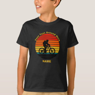 Change Text Add Name Retro Sunset Bike Rider T-Shirt