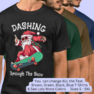 Change Text, Add Name, Santa Skateboarder T-Shirt