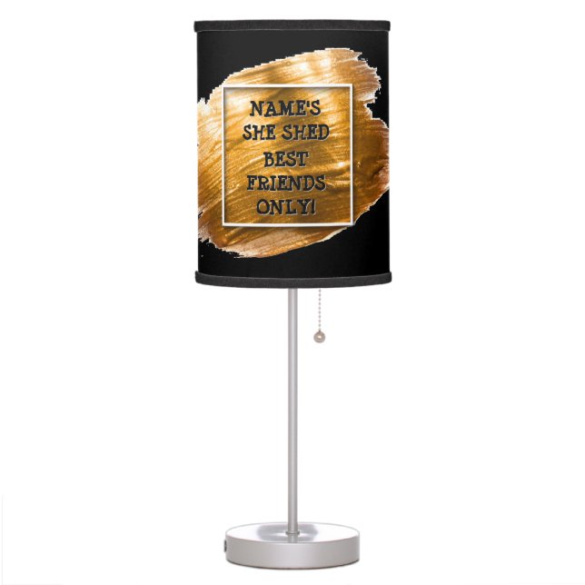 Change Text Add Name She Shed Gold Brush Stroke    Table Lamp (Left)