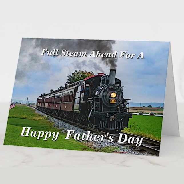 Change Text Add Name Steam Train Fathers Day Card (Creator Uploaded)