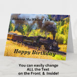 Change Text Add Name Steam Train Happy Birthday Card<br><div class="desc">Personalize this card - change any text - Change the greeting and any of the inside words - add the Names.</div>