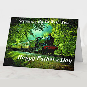 Change Text Add Name Steam Train Happy Fathers Day Card