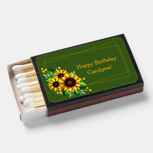 Change Text Add Name Sunflowers in Modern Frame Matchboxes