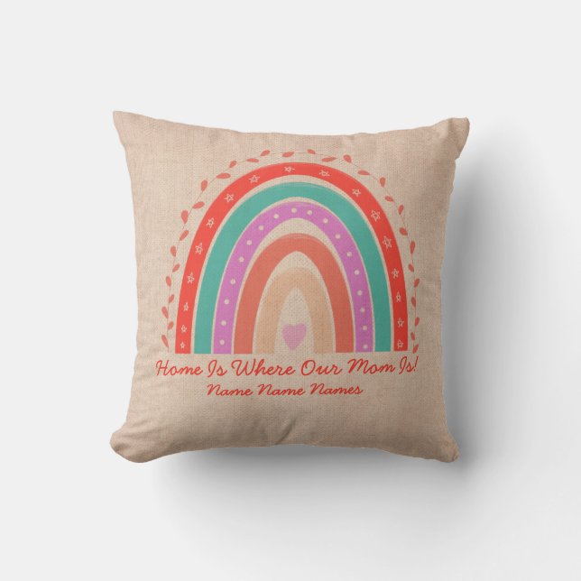 Change Text Add Names Home Is Where Our Mom Is!    Throw Pillow (Front)