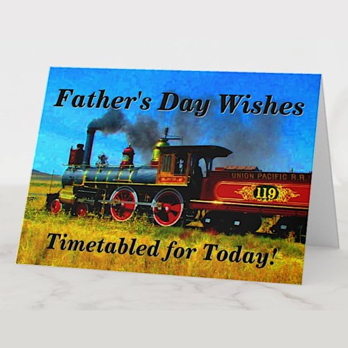 Change Text Add Names Steam Train Fathers Day     Card