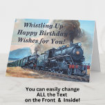 Change Text Add Names Steam Train Happy Birthday Card<br><div class="desc">Personalize this card - change any text - Change the greeting and any of the inside words - add the Names.</div>