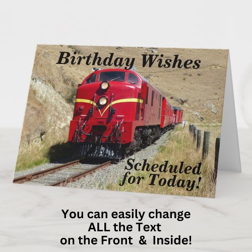 Change Text Add Names Steam Train Happy Birthday Card