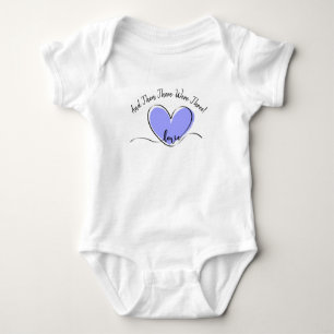 Change Text, And Then There Were Three! Blue Heart Baby Bodysuit
