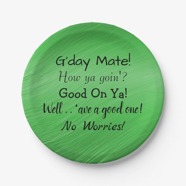 Change Text - Aussie Slang Conversation  7" Paper Plates (Front)