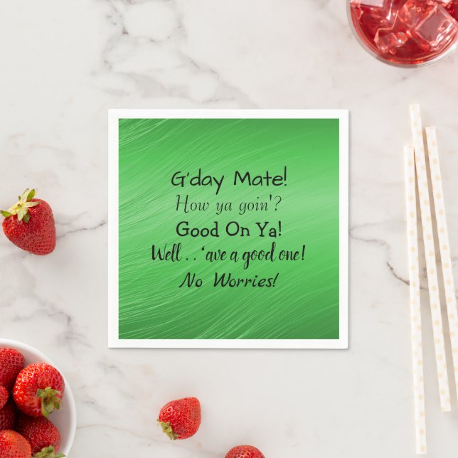 Change Text - Aussie Slang Conversation  Serviette Napkins (Insitu)