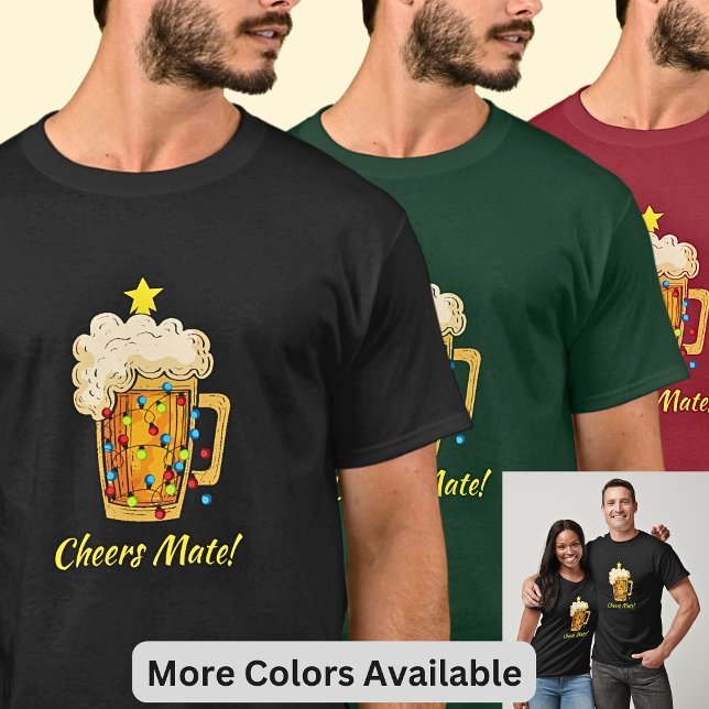 Change Text - Beer Mug Christmas Cheers Mate! T-Shirt (Creator Uploaded)