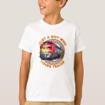 Change Text Boy Who Loves Trains Red Yellow Diesel T-Shirt