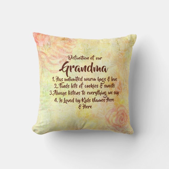 Change Text Definition of our Grandma, Grandmother Throw Pillow (Front)