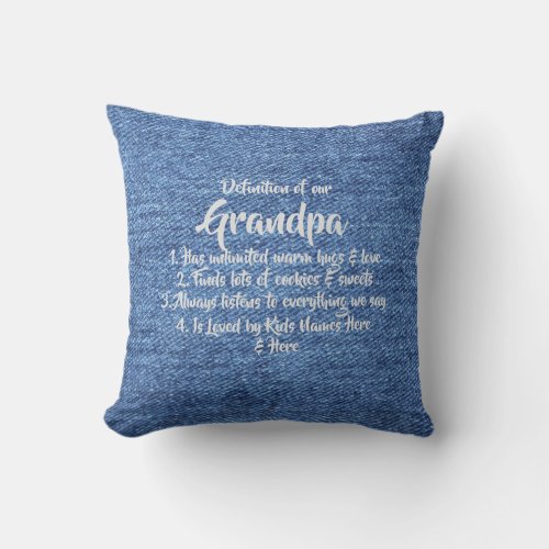 Change Text Definition of our Grandpa Grandfather Throw Pillow