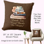 Change Text, Drink Tea Read Books Be Happy, Brown Throw Pillow