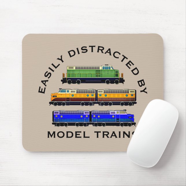 Change Text Easily Distracted Model Trains Diesel  Mouse Pad (With Mouse)