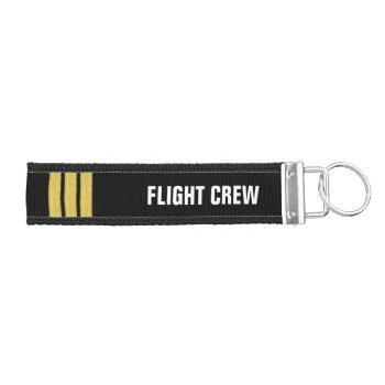 Change Text Flight Crew 3 Bar Gold Epaulettes Wrist Keychain by wheresmymojo at Zazzle