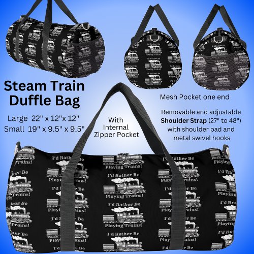 Change Text Id Rather Be Playing Steam Train  Duffle Bag
