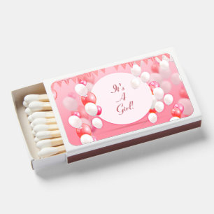 Change Text It's a Girl Birth Announcement Pink Matchboxes