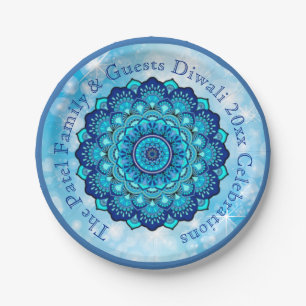 Change Text Matching Diwali Blue 7" Plate