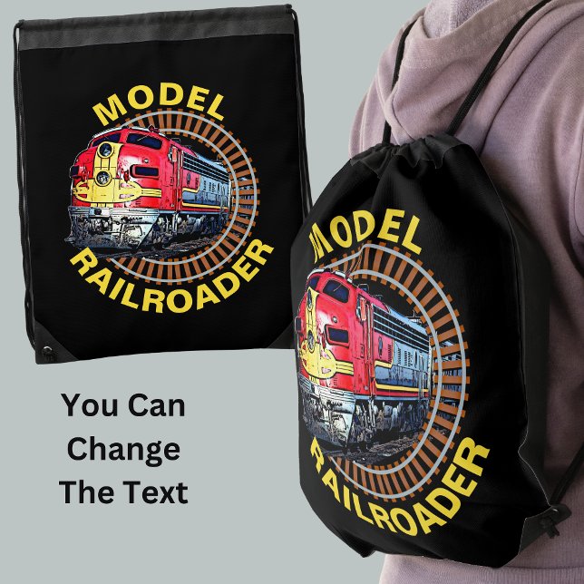 Change Text Model Railroader Red Yellow Diesel     Drawstring Bag (Creator Uploaded)