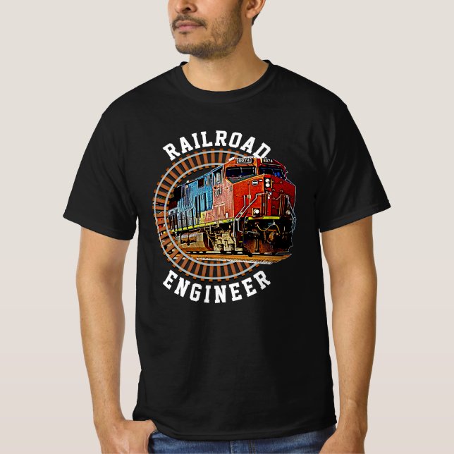 Change Text Railroad Engineer Diesel Locomotive    T-Shirt (Front)