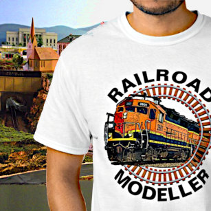 Change Text Railroad Modeller Orange Diesel Train T-Shirt