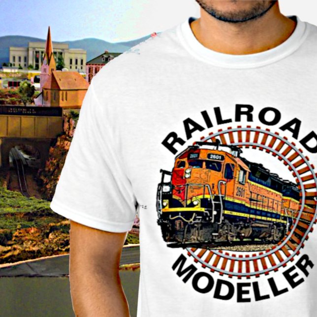 Change Text Railroad Modeller Orange Diesel Train T-Shirt (Creator Uploaded)