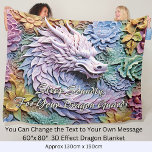 Change Text, Soft Pastels 3D Effect Dragon 60"x80" Fleece Blanket<br><div class="desc">You can change the Text to your own message - 3D Effect Dragon Blanket  - - See more great Dragon Gifts in my Store.</div>