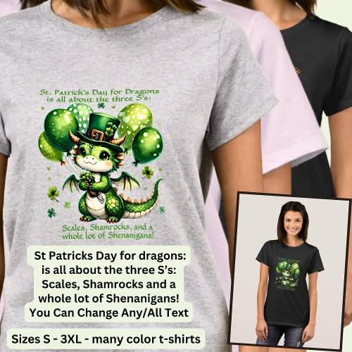 Change Text St Patricks Day for Dragons Shamrocks T_Shirt