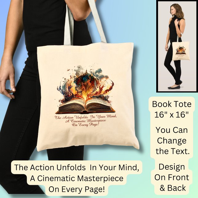 Change Text, The Action Unfolds In Your Mind, Book Tote Bag (Creator Uploaded)