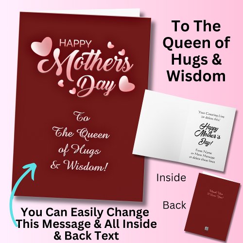 Change Text To The Queen Of Hugs  Wisdom Card