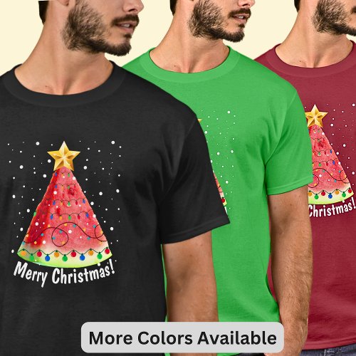Change Text _ Watermelon Merry Christmas on Black T_Shirt