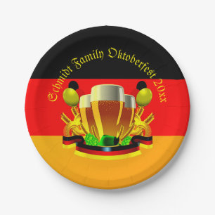 Change Text Year Octoberfest 20xx Beer Glasses 7" Paper Plates