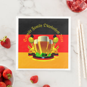 Change Text Year Octoberfest 20xx Beer Glasses Paper Dinner Napkins