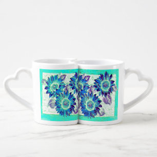 Change the Color Blue Sunflowers Coffee Mug Set